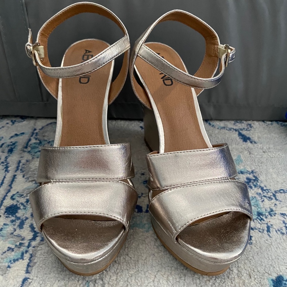 Silver Metallic Wedges